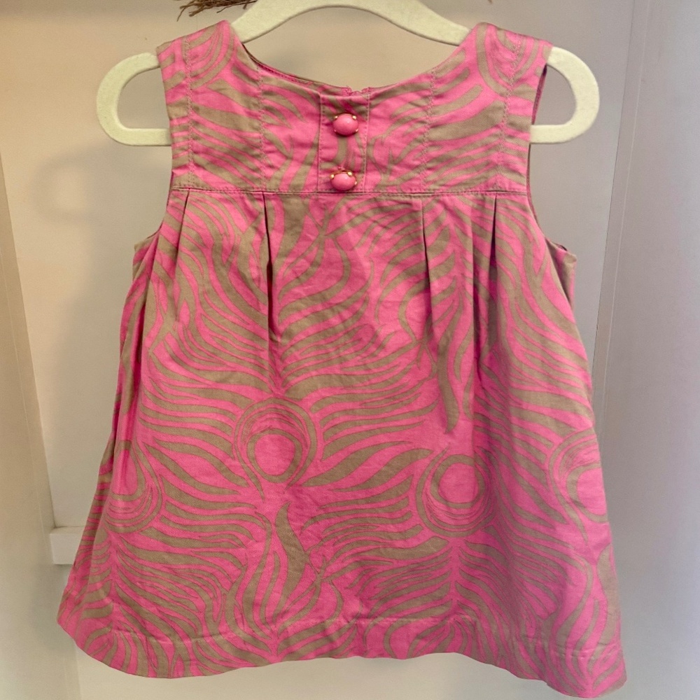 Lilly Pulitzer Pink & Gold Pattern Shift Dress, girls size 2